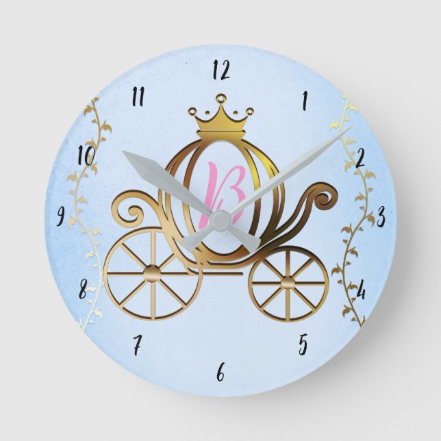Horloge Ronde Carrosse de princesse dorée Livre de contes person (Recto)