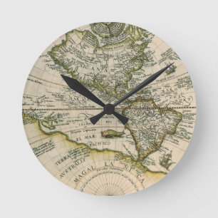 Horloge Ronde Carte Ancienne, 1596, America Sive Novus Orbis