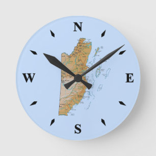 Horloge Ronde Carte Belize Clock