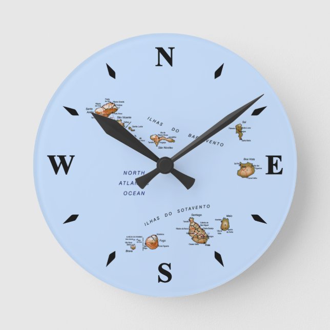 Horloge Ronde Carte Cap-Vert (Recto)