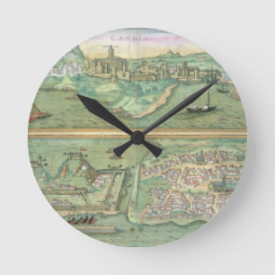 Horloge Ronde Carte de Candia et de Corfou, de 'Civitates Orbis