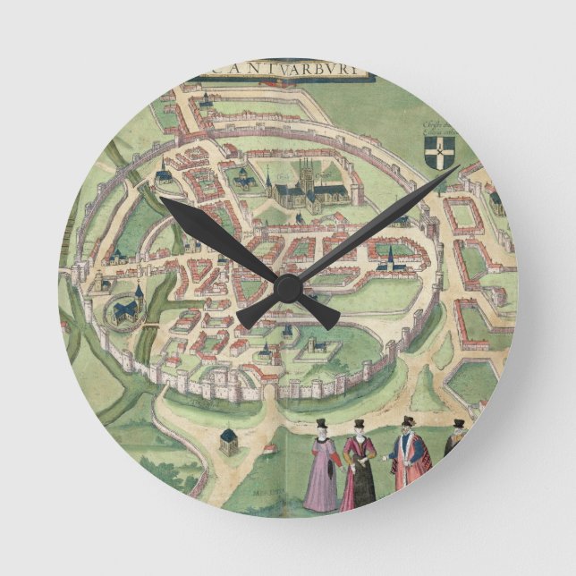 Horloge Ronde Carte de Canterbury, de 'Civitates Orbis Terrarum' (Recto)