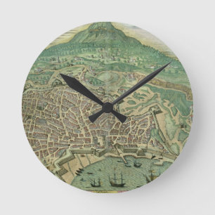 Horloge Ronde Carte de Catane, de "Civitates Orbis Terrarum" par