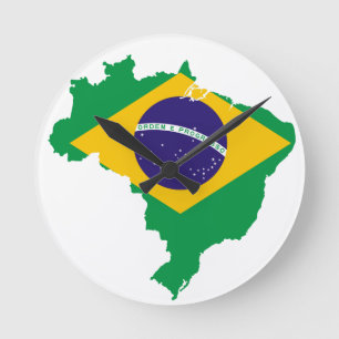 Horloge Ronde Carte de drapeau du Brésil