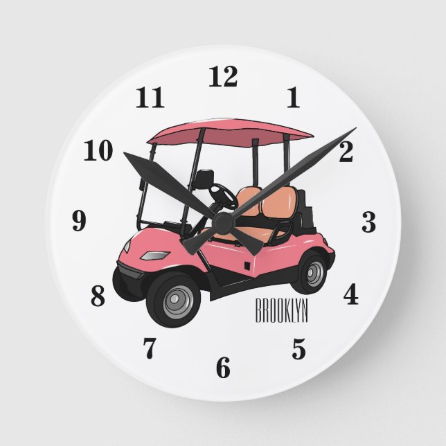 Horloge Ronde Carte de golf / dessin animé en voiturette de golf (Recto)