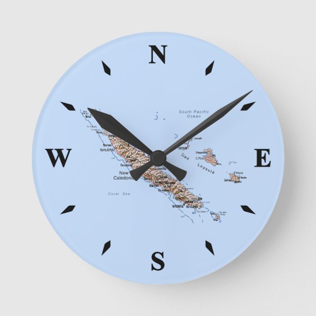 Horloge Ronde Carte de la Nouvelle-Calédonie (Recto)