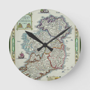 Horloge Ronde Carte de l'Irlande - carte historique d'Eire Erin