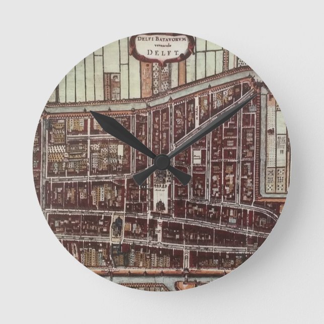 Horloge Ronde Carte de ville de Delft 1649 (Recto)
