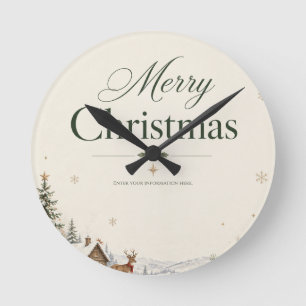 Horloge Ronde Carte de vœux de Noël élégante, design cobalt clas