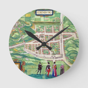 Horloge Ronde Carte d'Edimbourg, de 'Civitates Orbis Terrarum