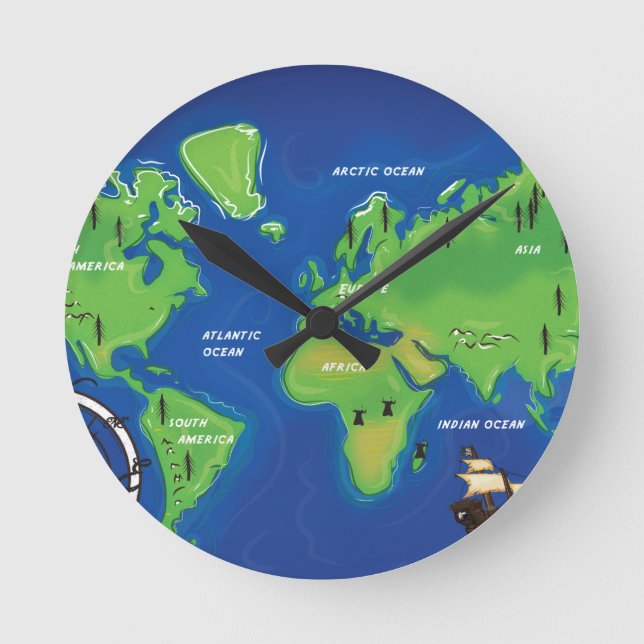 Horloge Ronde Carte du monde (Recto)
