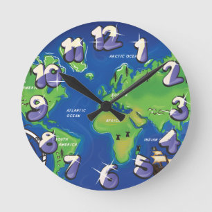 Horloge Ronde Carte du monde