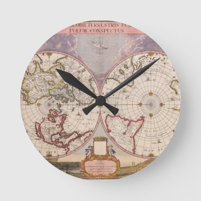 Horloge Ronde Carte du monde antique (Recto)