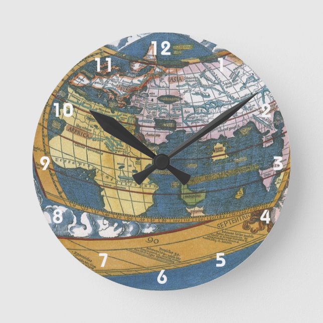 Horloge Ronde Carte du monde antique avec Claudius Ptolemy, 1507 (Recto)