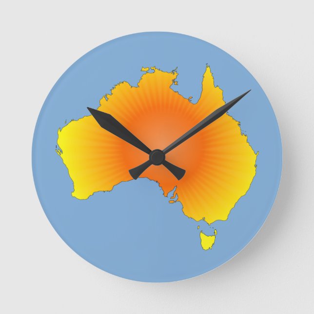 Horloge Ronde Carte ensoleillée de l'Australie (Recto)