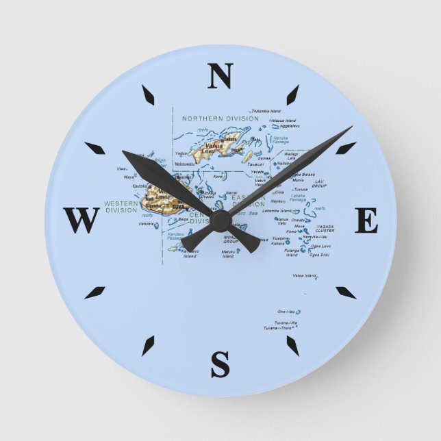 Horloge Ronde Carte Fidji (Recto)