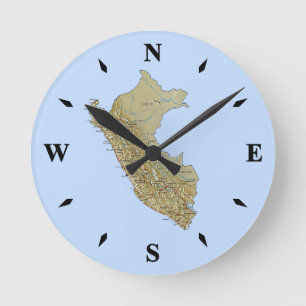 Horloge Ronde Carte Pérou