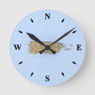Horloge Ronde Carte Porto Rico