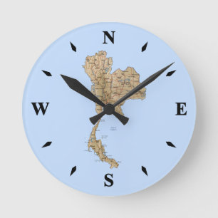 Horloge Ronde Carte Thaïlande