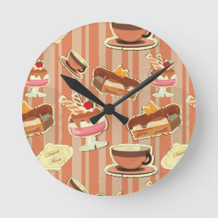 Horloge Ronde Carte vintage avec un dessert de fraise