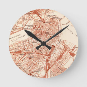 Horloge Ronde Carte vintage de Boston