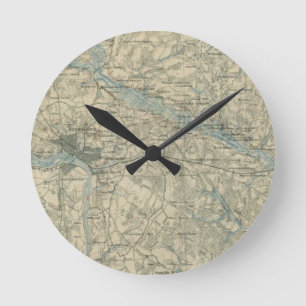 Horloge Ronde Carte vintage de la région de Richmond la Virgini