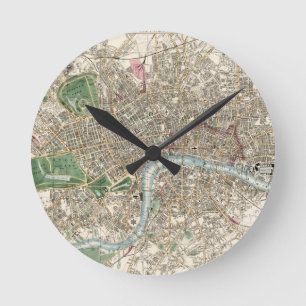 Horloge Ronde Carte vintage de Londres Angleterre (1853)