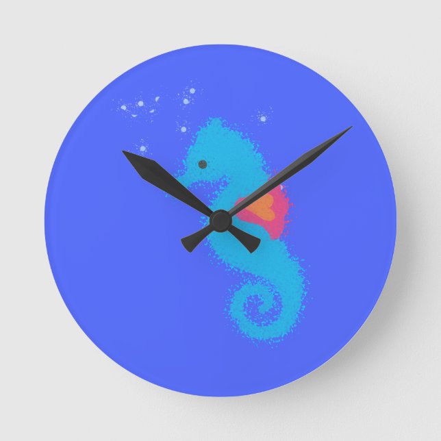 Horloge Ronde Carton bleu Seahorse (Recto)