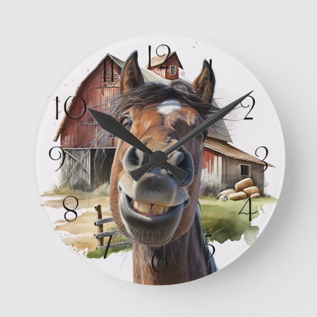 Horloge Ronde Cartoon Horse (Recto)