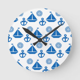 Horloge Ronde Cartoon Motif de bateau à voile