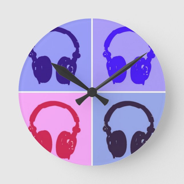 Horloge Ronde Casques Pop Art (Recto)