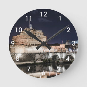 Horloge Ronde Castel Sant Angelo la nuit à Rome