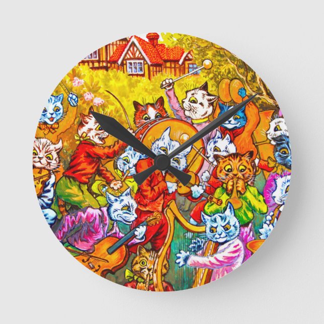 Horloge Ronde Cat Musical Band (Recto)