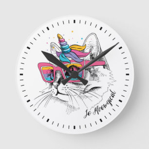 Horloge Ronde Caticorn   So Meowgical