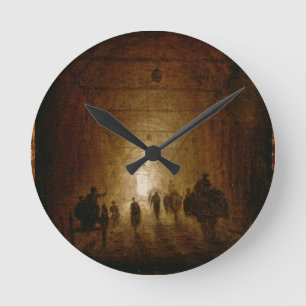 Horloge Ronde Cavaliers et piétons passant par un P arqué