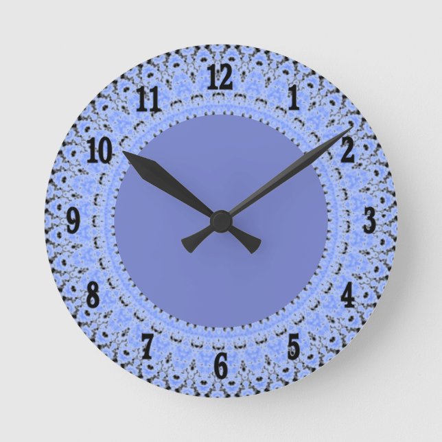 Horloge Ronde Ceinture murale en dentelle de pays bleu (Recto)