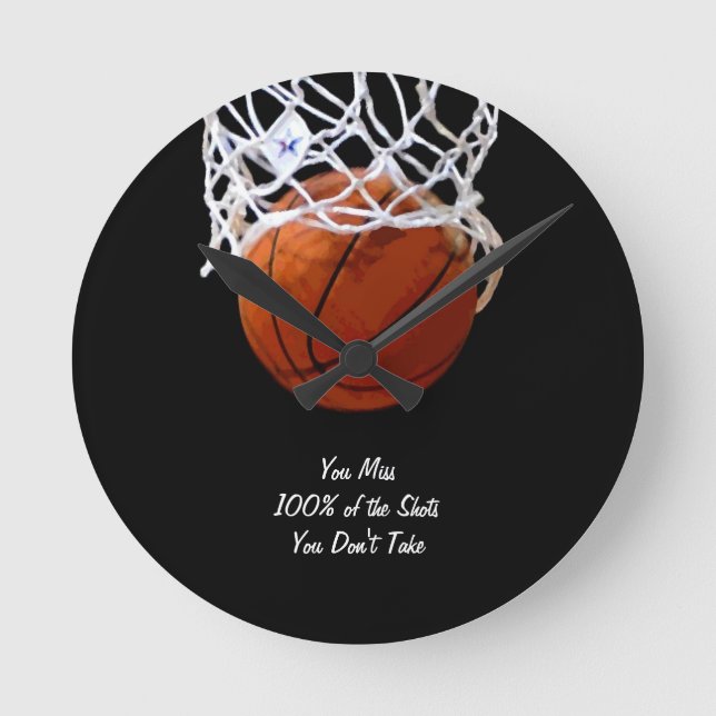 Horloge Ronde Célèbre Citation Motivationnelle Basketball (Recto)