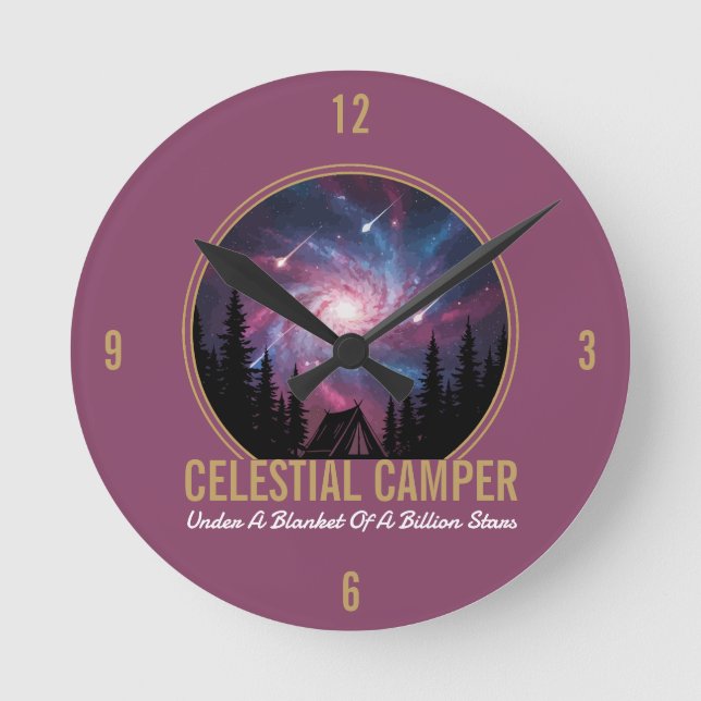 Horloge Ronde Celestial Camper Galaxy Night Scene (Recto)