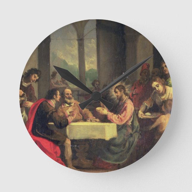 Horloge Ronde Cène à Emmaüs, c.1600-05 (huile sur panneau) (Recto)
