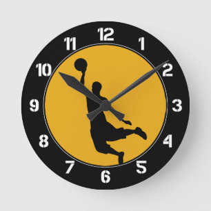 Horloge Ronde Cercle de basket-ball en or