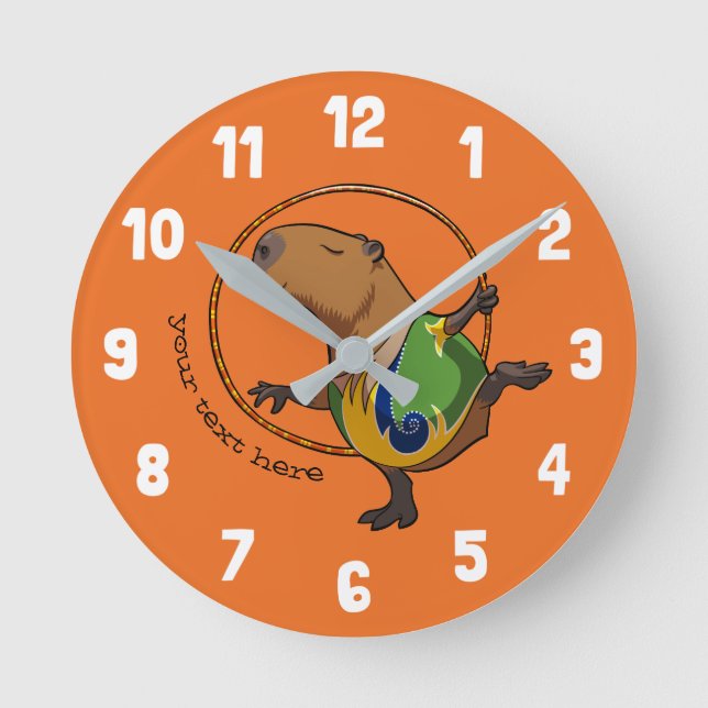 Horloge Ronde Cercle de Gymnastique Rythmique de Capybara Mignon (Recto)