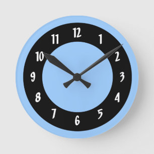 Horloge Ronde Cercles bleus et noirs de Cornflower