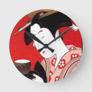 Horloge Ronde Cérémonie japonaise du thé de dame Art Imprimer