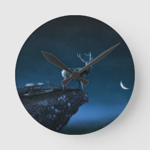Horloge Ronde cerf au clair de lune