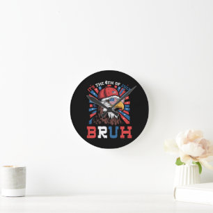 Horloge Ronde C'est le 4 juillet Bruh Aigle américain Patriote