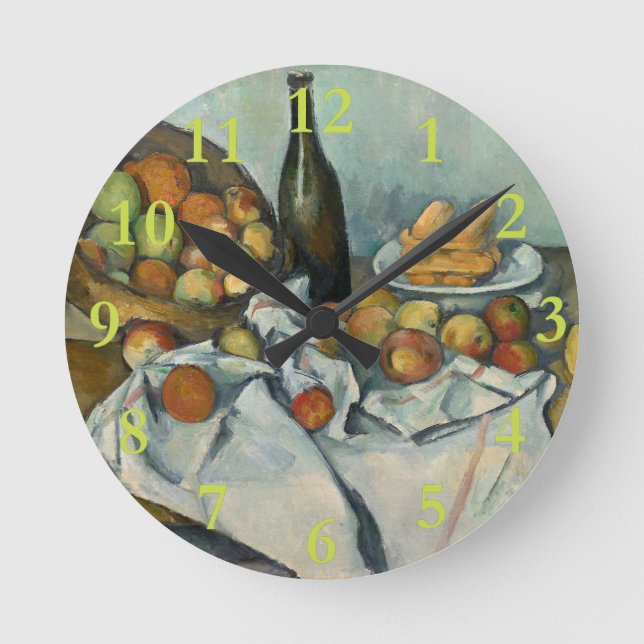 Horloge Ronde Cézanne Basket of Apples Impressionist Painting (Recto)