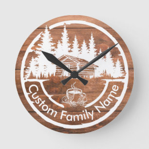 Horloge Ronde Chalet Cabane Grange Maison Rustique   Nom de Fami