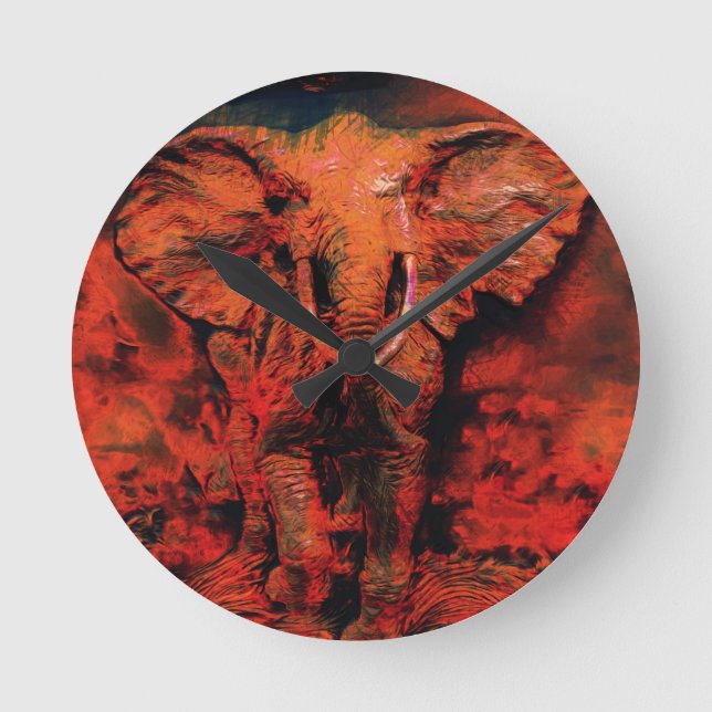 Horloge Ronde Chaleur africaine - Eléphant sauvage (Recto)