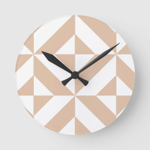 Horloge Ronde Chaleureux Beige Géométrique Motif