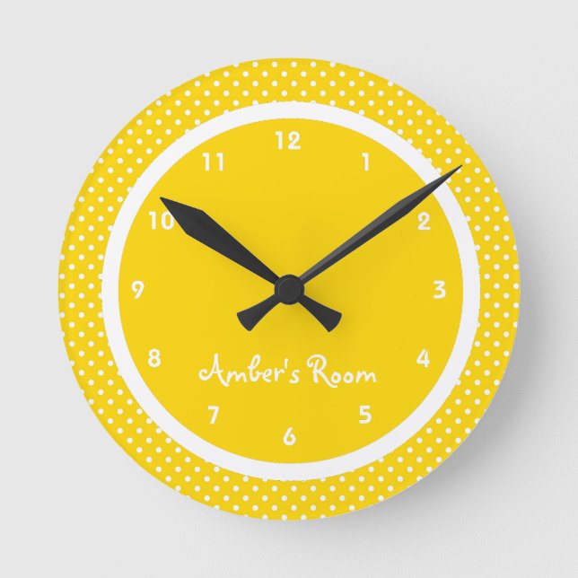 Horloge Ronde Chambre à coucher Jaune Polka Dot Kid (Recto)